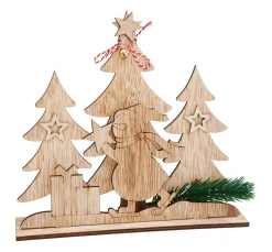 VBS Brandmalerei|Serviettentechnik>Holz-Steckmotiv "Schneeman im Tannenwald"