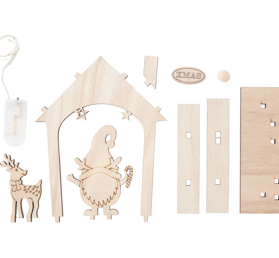 VBS Holz, Mdf & Pappmaché>Holz-Steckmotiv "Wichtelhaus", inkl. LED