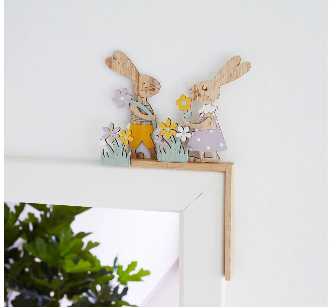 VBS Dekofiguren & -Objekte|Holz, Mdf & Pappmaché>Holz-Steckmotive auf Rindenscheibe "Hase Bugs und Bea"