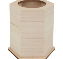 Kinder VBS Holz|Serviettentechnik>Holz-Stiftebox, sechseckig