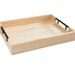 VBS Holz, Mdf & Pappmaché>Holz-Tablett "Rustika" mit Metallgriffen
