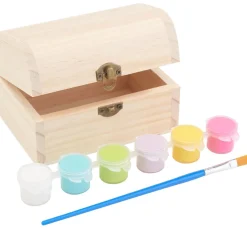 Kinder VBS Deko-Bastelsets|Weitere Geschenkideen Für Kinder>Holztruhe, inkl. Farben und Pinsel
