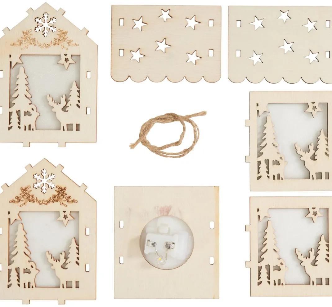 VBS Holz, Mdf & Pappmaché>Lichterhaus "Rentier", inkl. LED