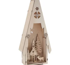 VBS Holz, Mdf & Pappmaché>Lichtertanne mit Winterszene, inkl. LED