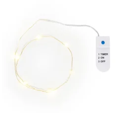 VBS Lichterketten>Micro-LED-Lichterkette, goldfarbener Draht, mit Timer 6/18 Std., 10 LEDs