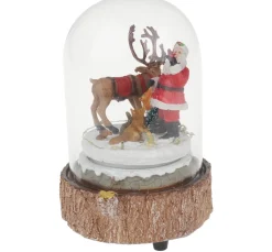 VBS Dekofiguren & -Objekte>Miniatur Glasglocke "Weihnachten im Wald", mit LED Beleuchtung und Musik