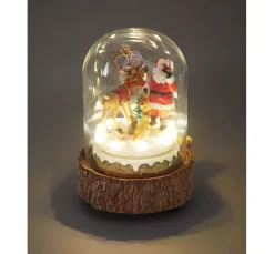 VBS Dekofiguren & -Objekte>Miniatur Glasglocke "Weihnachten im Wald", mit LED Beleuchtung und Musik