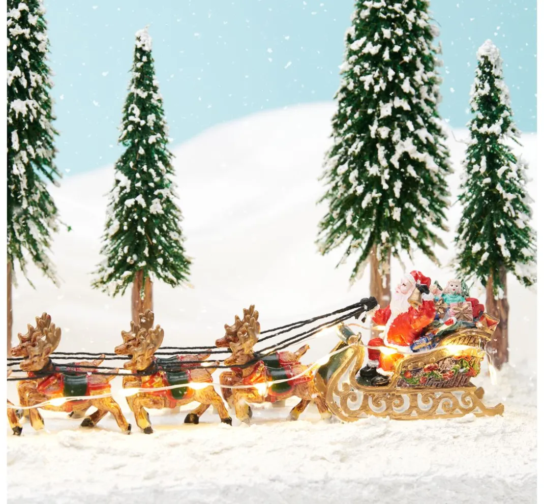 VBS Dekofiguren & -Objekte>Miniatur Santaschlitten mit 8 Rentieren
