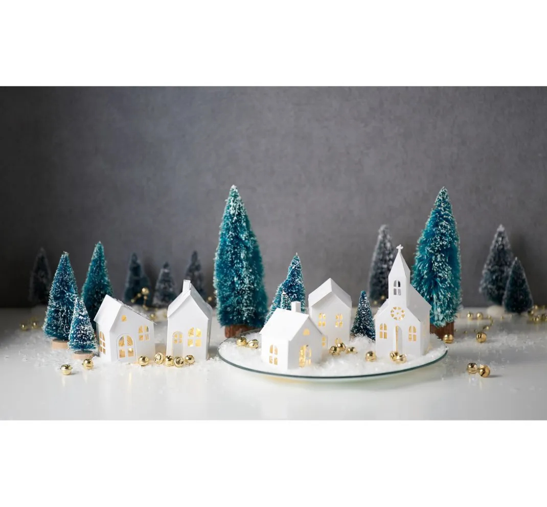 VBS Miniaturen>Miniatur Tannenbaum, 16er-Set, beschneit