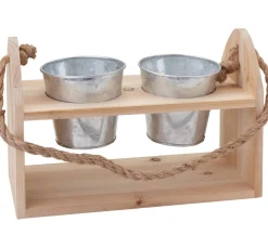 VBS Gefäße|Holz, Mdf & Pappmaché>Pflanztopfhänger mit 2 Töpfen
