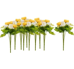 VBS XXL Blumen>VBS Ranunkel, künstlich, Weiß/Gelb, ca. 28 cm, 10 Stück