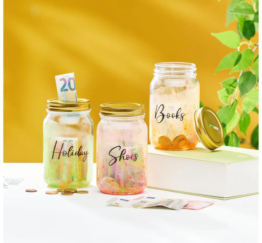 Kinder VBS Weitere Geschenkideen Für Kinder|Serviettentechnik>Spardose "Sparglas"
