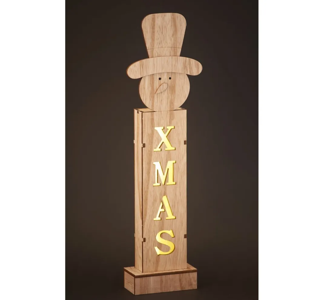 VBS Holz, Mdf & Pappmaché>Standfigur "Schneemann", inkl. Beleuchtung