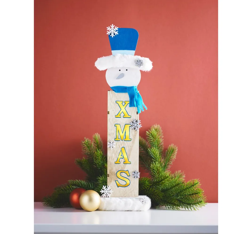 VBS Holz, Mdf & Pappmaché>Standfigur "Schneemann", inkl. Beleuchtung