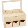 VBS Serviettentechnik|Holz, Mdf & Pappmaché>Teebox mit 3 Schüben und Sichtfenster