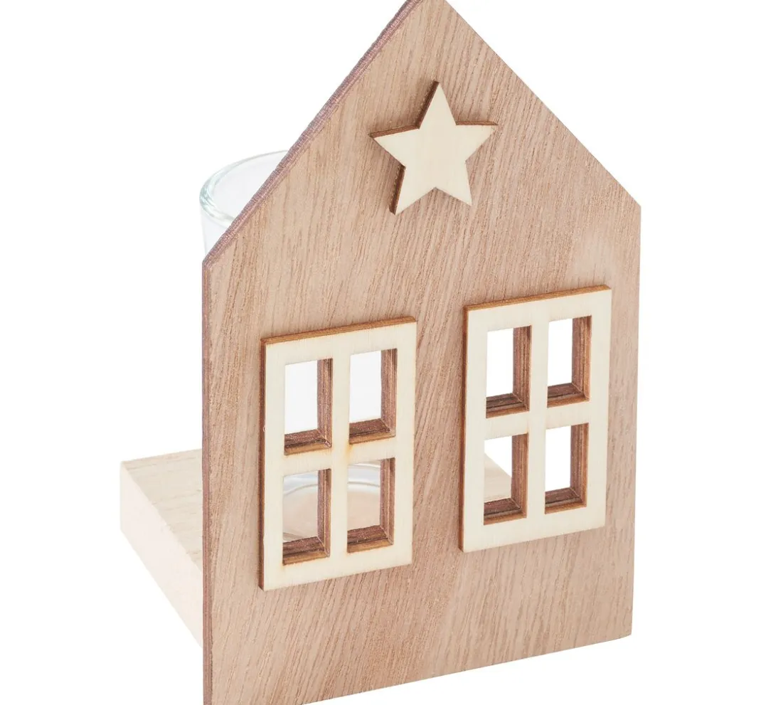 VBS Holz, Mdf & Pappmaché>Teelichthalter "Haus"