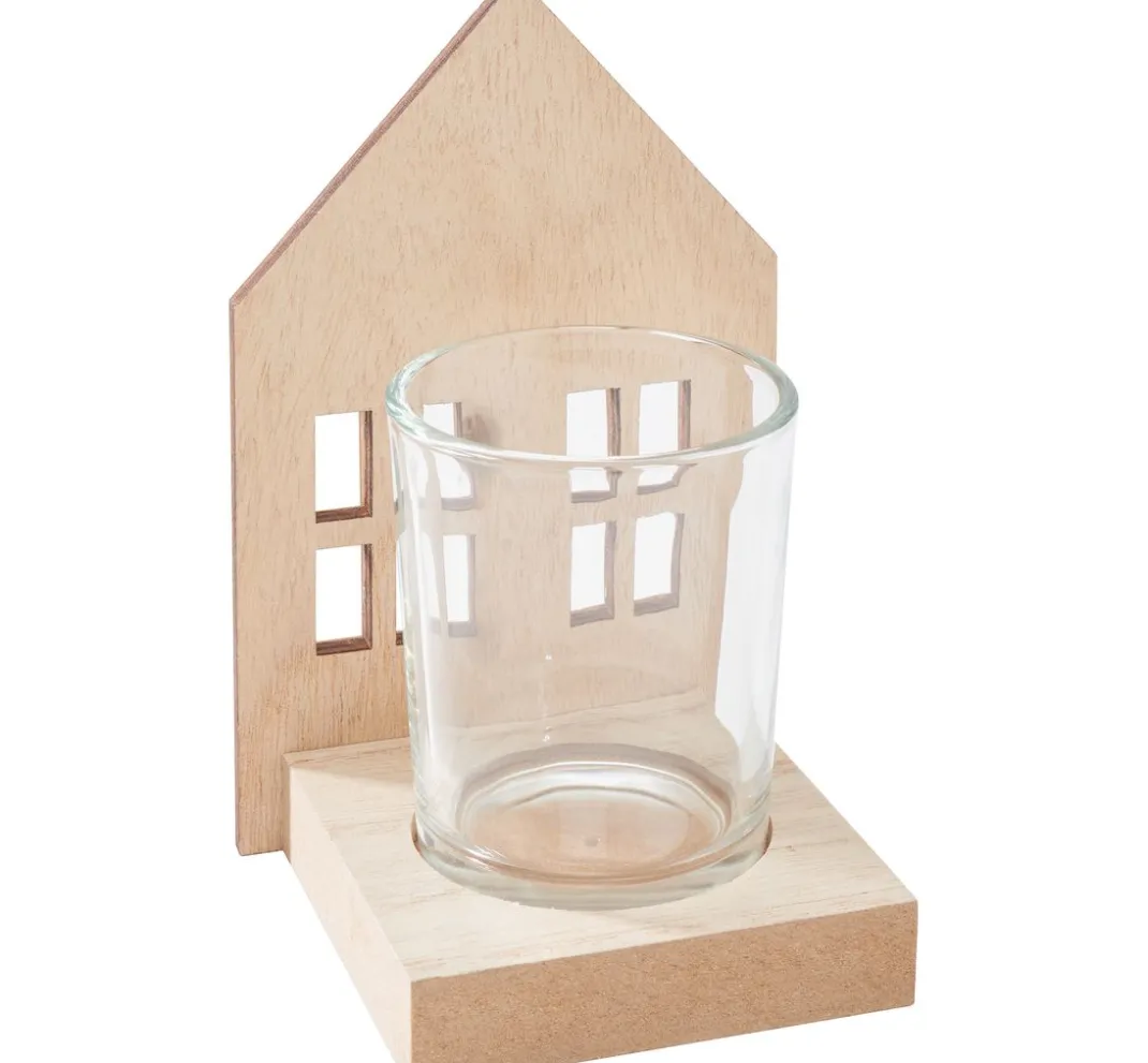 VBS Holz, Mdf & Pappmaché>Teelichthalter "Haus"