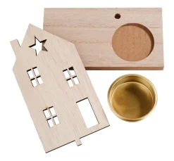 VBS Holz, Mdf & Pappmaché>Teelichthalter "Weihnachtshaus"