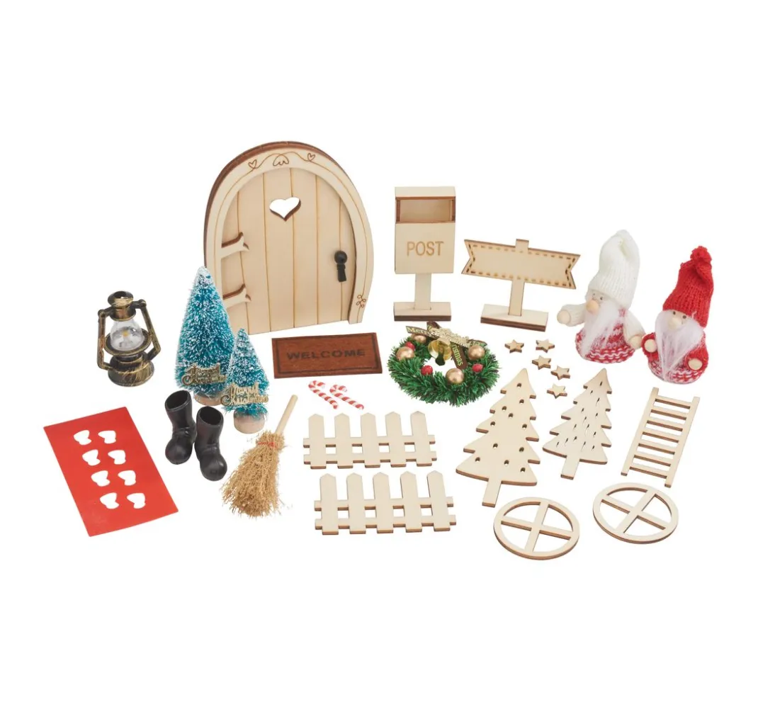 VBS Miniaturen|Holz, Mdf & Pappmaché>Wichteltür-Set "Onni & Jonte"