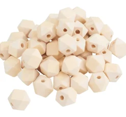 Kinder VBS XXL Perlen|Holzperlen>Bastel-Hozlperle "Diamant", 50 Stück