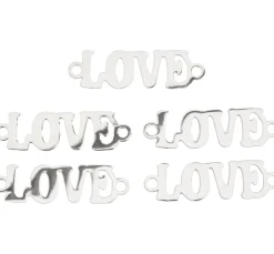 PRACHT Weitere Verbindungen & Verschlüsse|Anhänger & Charms>Verbinder "Love", 5 Stück