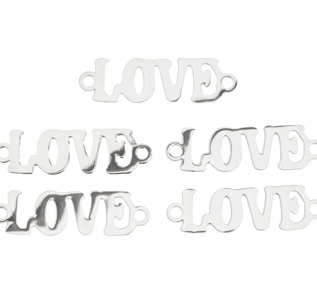 PRACHT Weitere Verbindungen & Verschlüsse|Anhänger & Charms>Verbinder "Love", 5 Stück