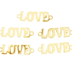 PRACHT Weitere Verbindungen & Verschlüsse|Anhänger & Charms>Verbinder "Love", 5 Stück