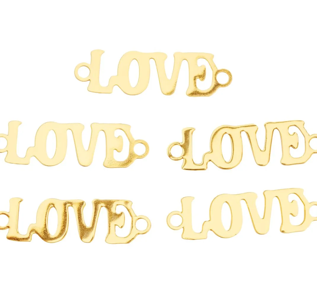 PRACHT Weitere Verbindungen & Verschlüsse|Anhänger & Charms>Verbinder "Love", 5 Stück