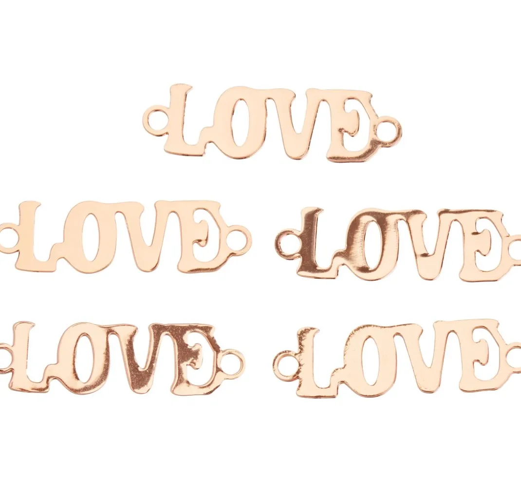 PRACHT Weitere Verbindungen & Verschlüsse|Anhänger & Charms>Verbinder "Love", 5 Stück