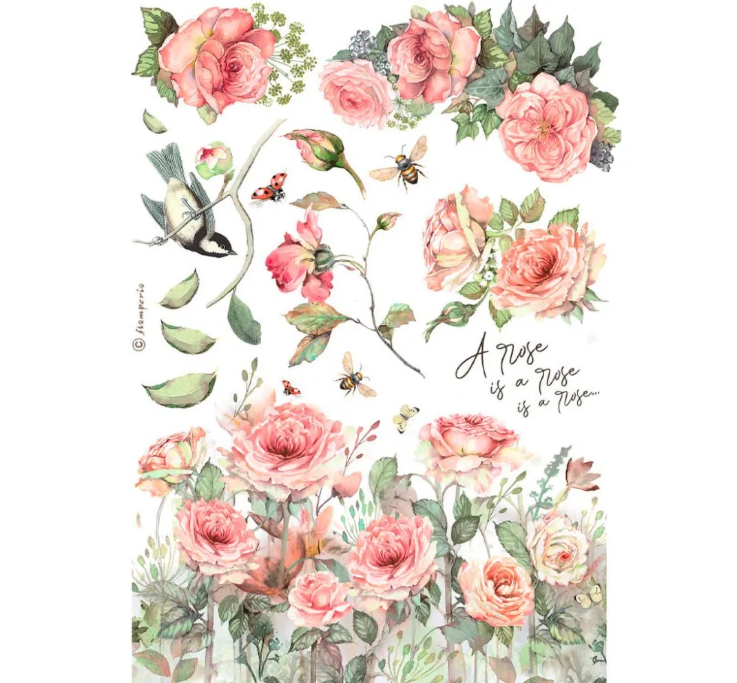 Stamperia Sticker & Klebebänder|Kartengestaltung>Washi Pad "House of Roses"