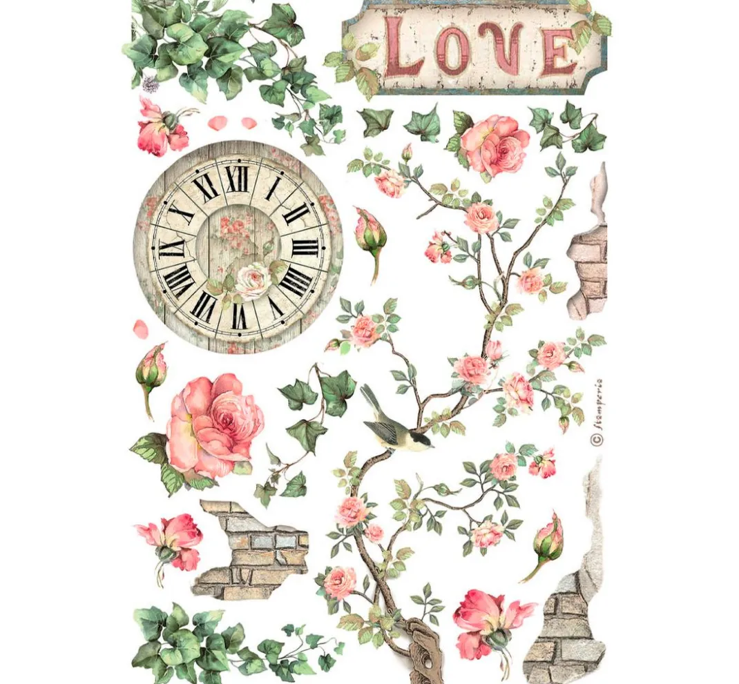 Stamperia Sticker & Klebebänder|Kartengestaltung>Washi Pad "House of Roses"