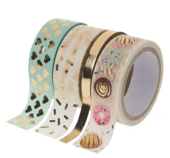 folia Bullet Journal|Masking Tape>Washi Tape Set "Hot Foil", Mint/Gold