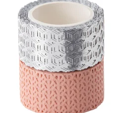 folia Masking Tape|Sticker & Klebebänder>Washi-Dekor "Rosé/Silber"