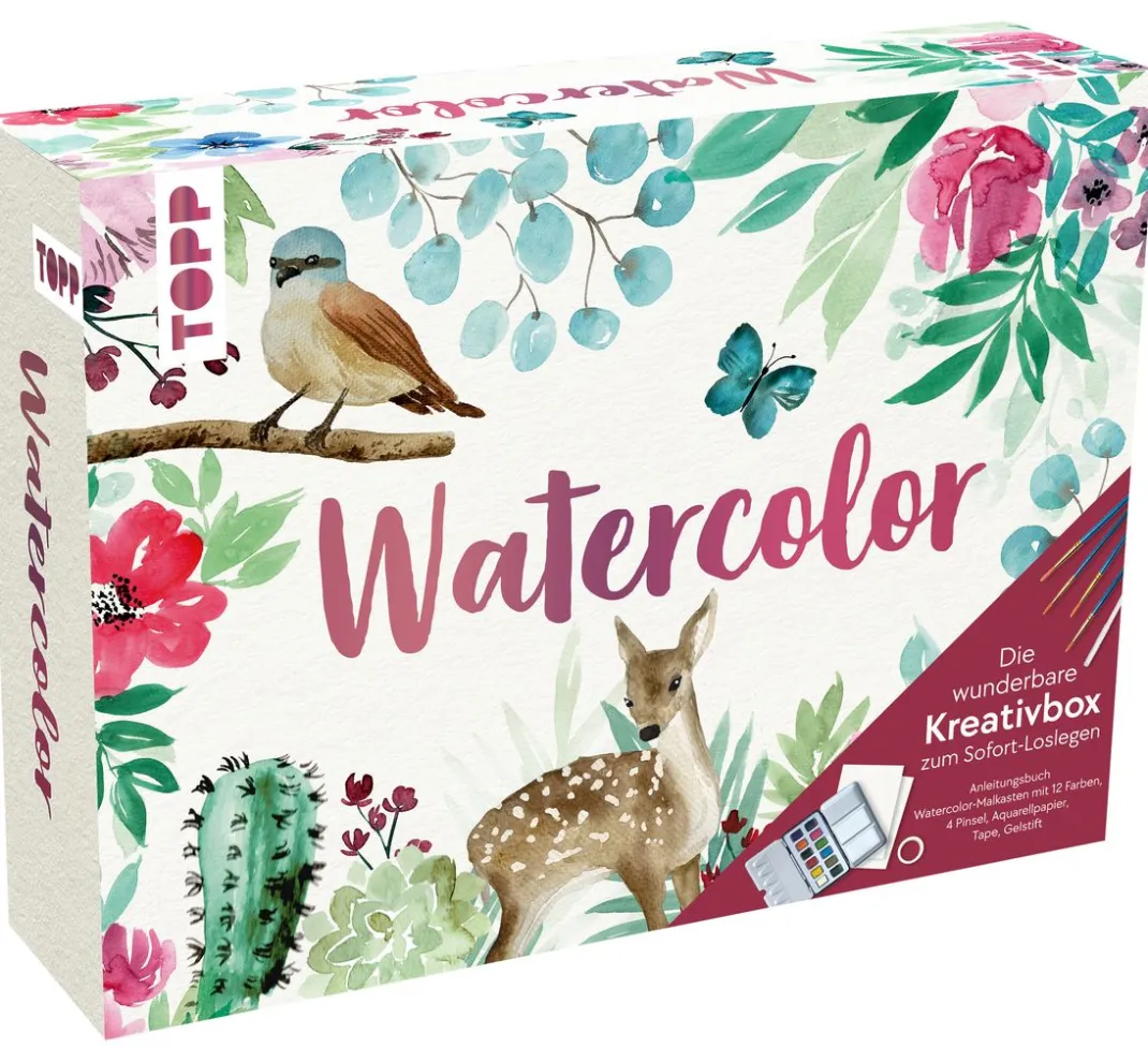 Topp Aquarell|Farbsets>Watercolor - Die wunderbare Kreativbox. Mit Anleitungsbuch und Material