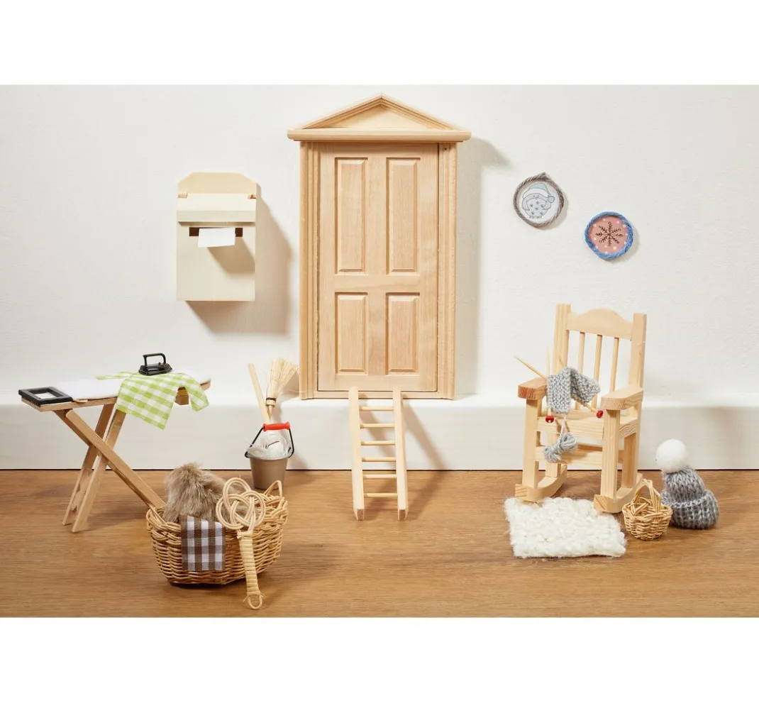 HobbyFun Miniaturen>Wichtel-Set "Wäschekorb & Teppichklopfer"